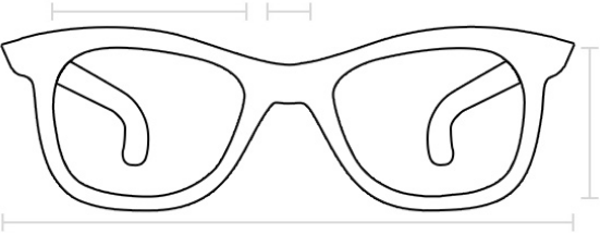 Imagem mostrando as medidas do Óculos de Grau Prada C51D 1BC1O1