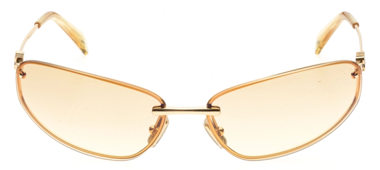 Óculos de Sol Miu Miu feminino com armação retangular na cor dourado com lentes rosê